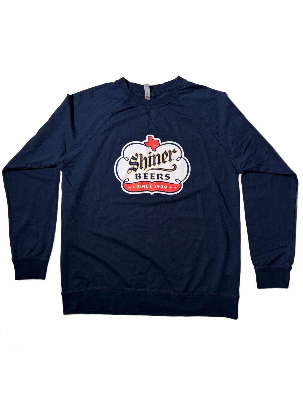 Shiner Beers Crewneck Sweatshirt Mens Large Navy Graphic Pullover